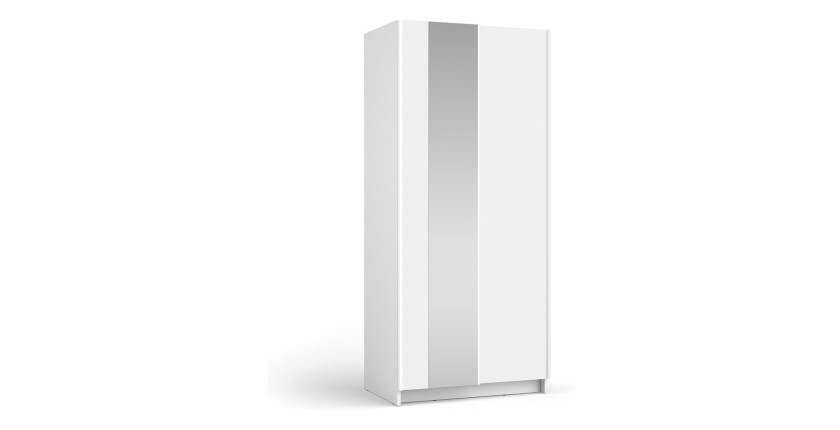 Armoire LYSIA 2 portes coulissantes avec miroir – 80 x 182 x 55 cm – Coloris blanc