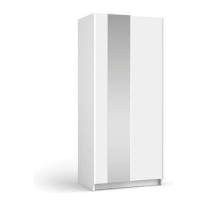 Armoire LYSIA 2 portes coulissantes avec miroir – 80 x 182 x 55 cm – Coloris blanc
