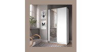 Armoire LYSIA 2 portes coulissantes avec miroir – 100 x 182 x 55 cm – Coloris blanc