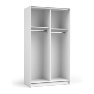 Armoire LYSIA 2 portes coulissantes avec miroir – 100 x 182 x 55 cm – Coloris blanc