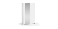 Armoire LYSIA 2 portes coulissantes avec miroir – 100 x 182 x 55 cm – Coloris blanc
