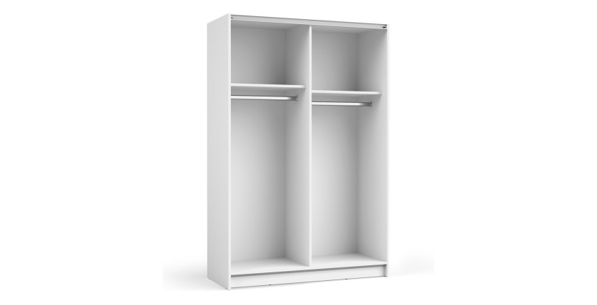 Armoire LYSIA 2 portes coulissantes avec miroir – 120 x 182 x 55 cm – Coloris blanc