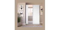 Armoire LYSIA 2 portes coulissantes avec miroir – 120 x 182 x 55 cm – Coloris blanc