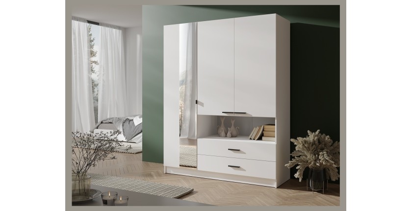 Armoire 3 portes MEIJE – 158,3 x 200 x 54,6 cm – Coloris blanc