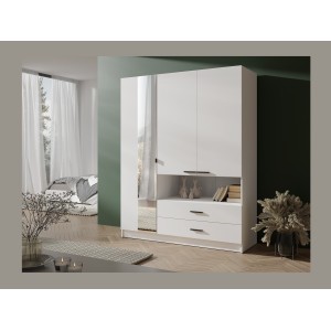 Armoire 3 portes MEIJE – 158,3 x 200 x 54,6 cm – Coloris blanc
