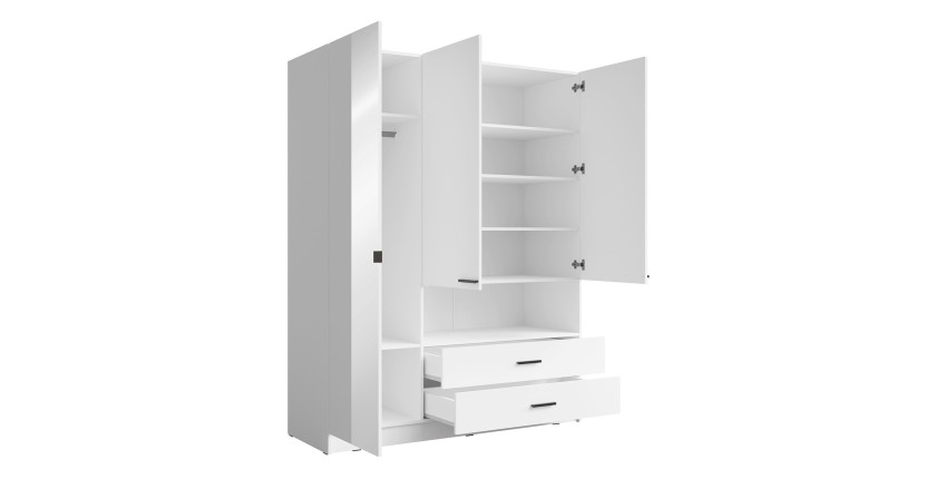 Armoire 3 portes MEIJE – 158,3 x 200 x 54,6 cm – Coloris blanc