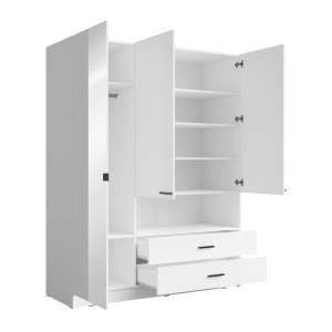 Armoire 3 portes MEIJE – 158,3 x 200 x 54,6 cm – Coloris blanc
