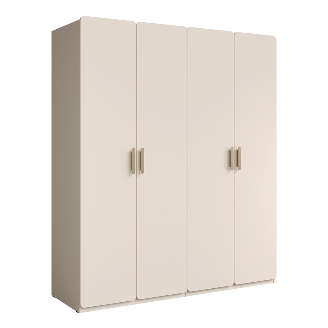 Armoire 4 portes AMALIE 179x210x57 cm – Coloris beige sable – Avec 3 étagères supplémentaires