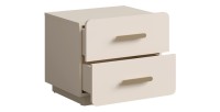 Lot de 2 tables de chevet AMALIE – 2 tiroirs – Coloris beige – Poignées dorées – Design arrondi