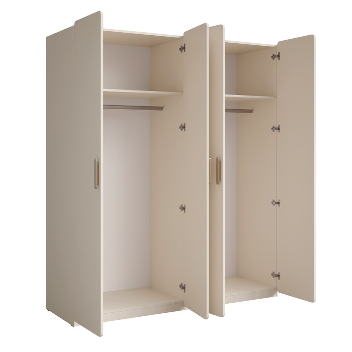 Camera completa AMALIE beige – Letto 160x200 cm con doghe, armadio, cassettiera e 2 comodini