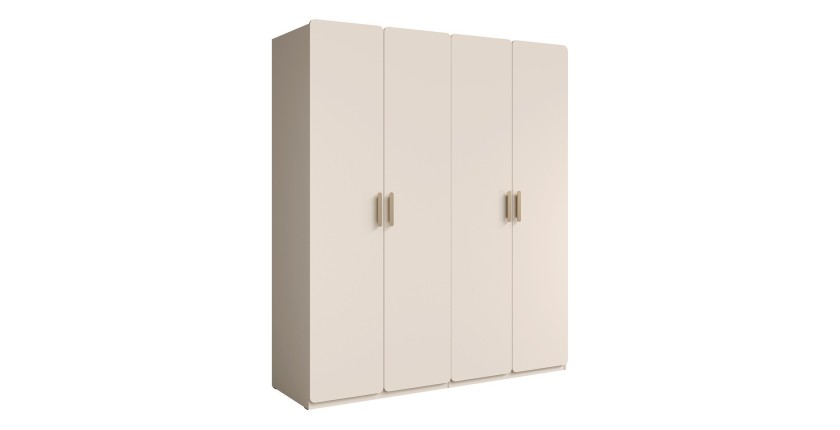 Chambre complète AMALIE beige – Lit 160x200 cm avec sommier, armoire, commode et 2 chevets