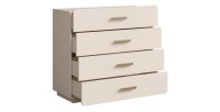 Chambre complète AMALIE beige – Lit coffre 160x200 cm, armoire, commode, 2 chevets et étagères