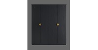 Armoire 4 portes noir structuré et doré – 2 penderies + 4 étagères – Collection MONDO