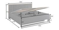 Lit coffre MONDO – 180x200 cm – Noir structuré et doré – Pieds métal – Sommier inclus