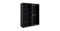 Chambre complète MONDO – Noir structuré et doré – Lit coffre 160x200 avec sommier + Armoire + Commode + 2 chevets