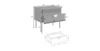 Chambre complète MONDO – Noir structuré et doré – Lit coffre 160x200 avec sommier + Armoire + Commode + 2 chevets