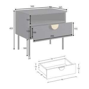 Chambre complète MONDO – Noir structuré et doré – Lit coffre 160x200 avec sommier + Armoire + Commode + 2 chevets