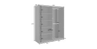 Chambre complète MONDO – Noir structuré et doré – Lit coffre 160x200 avec sommier + Armoire + Commode + 2 chevets