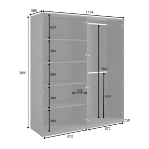 Chambre complète MONDO – Noir structuré et doré – Lit coffre 160x200 avec sommier + Armoire + Commode + 2 chevets