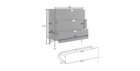 Chambre complète MONDO – Noir structuré et doré – Lit coffre 160x200 avec sommier + Armoire + Commode + 2 chevets