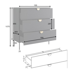 Chambre complète MONDO – Noir structuré et doré – Lit coffre 160x200 avec sommier + Armoire + Commode + 2 chevets