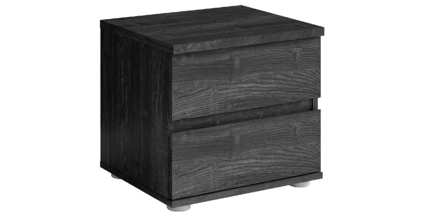 Lot de 2 tables de chevet VELTIS – 2 tiroirs – L46 x H43 cm – Coloris frêne noir