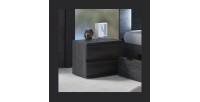 Lot de 2 tables de chevet VELTIS – 2 tiroirs – L46 x H43 cm – Coloris frêne noir
