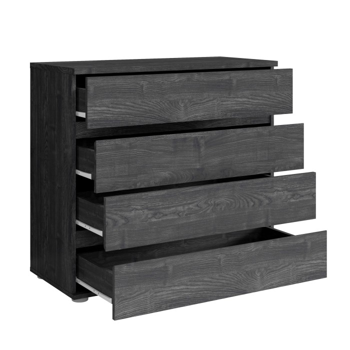 Commode VELTIS 4 tiroirs – L92 x H85 cm – Rangement moderne coloris frêne noir