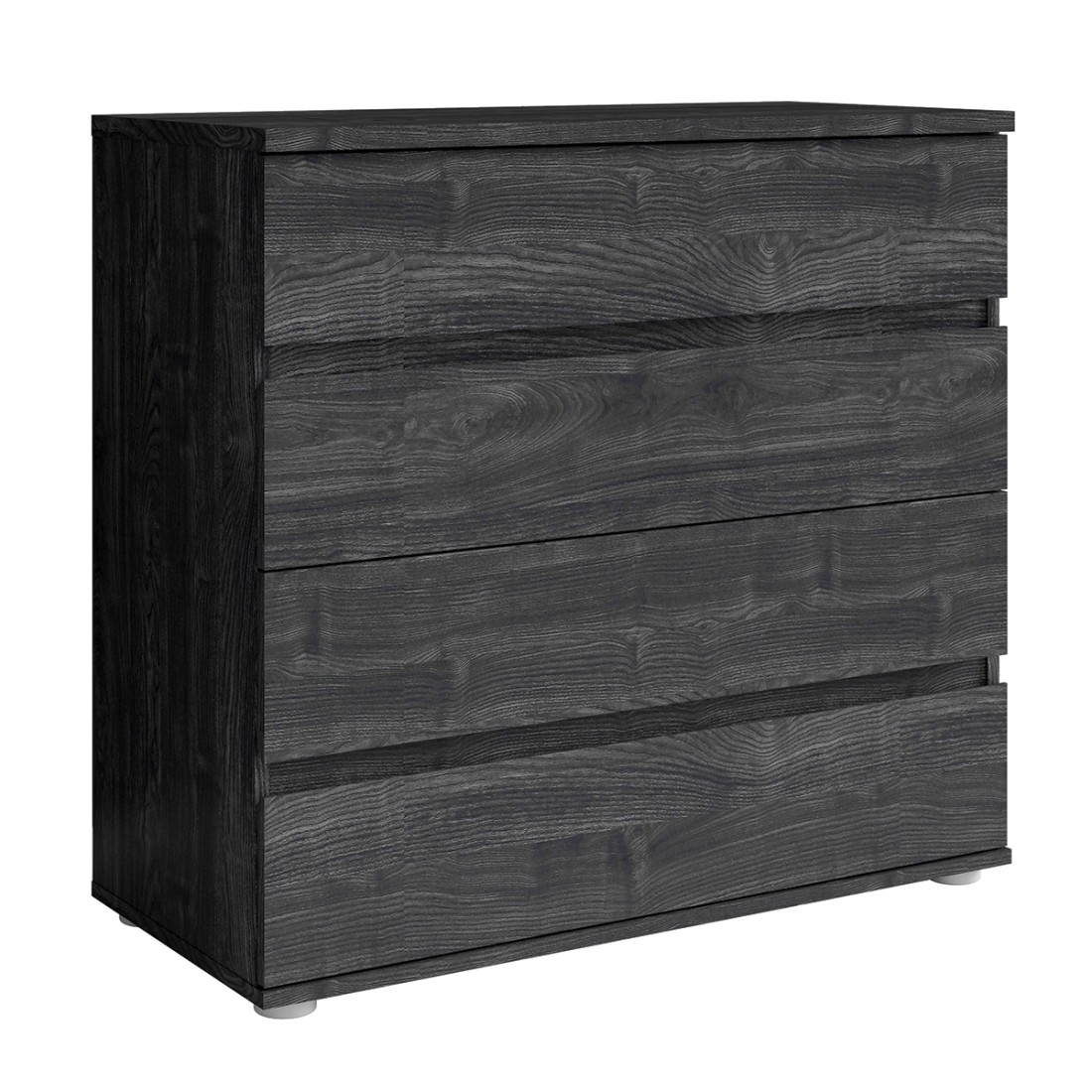 Commode VELTIS 4 tiroirs – L92 x H85 cm – Rangement moderne coloris frêne noir