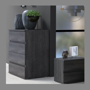 Commode VELTIS 4 tiroirs – L92 x H85 cm – Rangement moderne coloris frêne noir