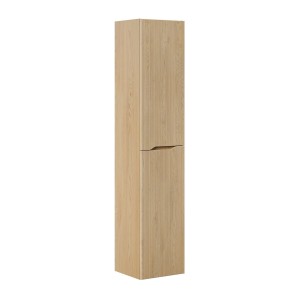 Colonne de salle de bain NATURA – 2 portes – Chêne clair – L35 × P33 × H170 cm – À suspendre 