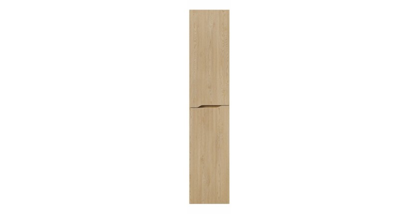Colonne de salle de bain NATURA – 2 portes – Chêne clair – L35 × P33 × H170 cm – À suspendre 