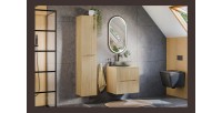 Colonne de salle de bain NATURA – 2 portes – Chêne clair – L35 × P33 × H170 cm – À suspendre 