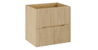 Meuble sous vasque NATURA – 2 tiroirs – Chêne clair – L60 × P45 × H57 cm – À suspendre 
