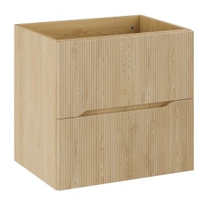 Meuble sous vasque NATURA – 2 tiroirs – Chêne clair – L60 × P45 × H57 cm – À suspendre 