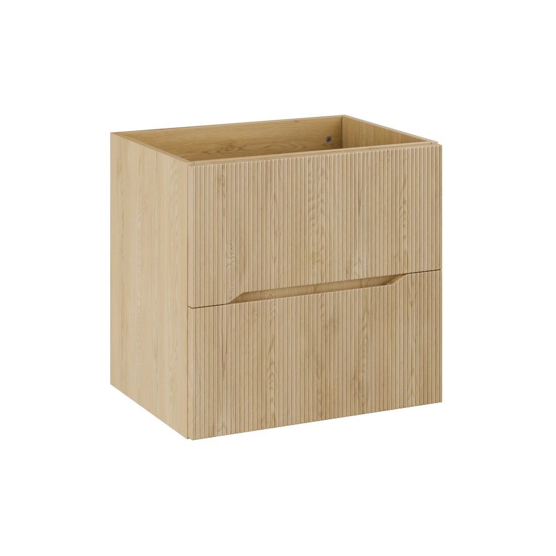 Meuble sous vasque NATURA – 2 tiroirs – Chêne clair – L60 × P45 × H57 cm – À suspendre 