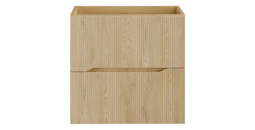 Meuble sous vasque NATURA – 2 tiroirs – Chêne clair – L60 × P45 × H57 cm – À suspendre 