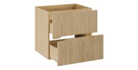 Meuble sous vasque NATURA – 2 tiroirs – Chêne clair – L60 × P45 × H57 cm – À suspendre 