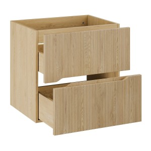 Meuble sous vasque NATURA – 2 tiroirs – Chêne clair – L60 × P45 × H57 cm – À suspendre 