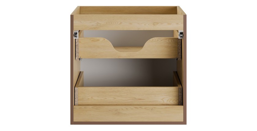 Meuble sous vasque NATURA – 2 tiroirs – Chêne clair – L60 × P45 × H57 cm – À suspendre 