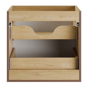Meuble sous vasque NATURA – 2 tiroirs – Chêne clair – L60 × P45 × H57 cm – À suspendre 
