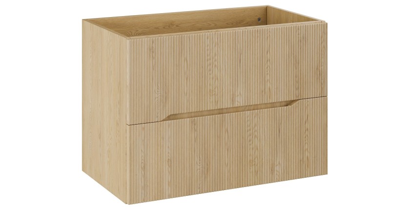 Meuble sous vasque NATURA – 2 tiroirs – Chêne clair – L80 × P45 × H57 cm – À suspendre 