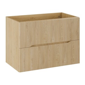 Meuble sous vasque NATURA – 2 tiroirs – Chêne clair – L80 × P45 × H57 cm – À suspendre 