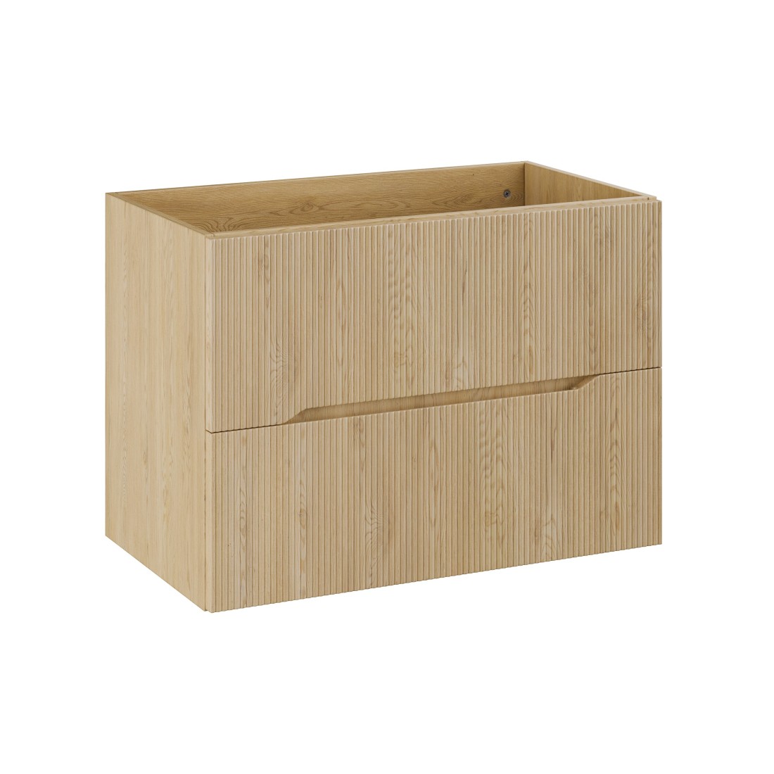 Meuble sous vasque NATURA – 2 tiroirs – Chêne clair – L80 × P45 × H57 cm – À suspendre 