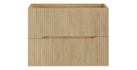 Meuble sous vasque NATURA – 2 tiroirs – Chêne clair – L80 × P45 × H57 cm – À suspendre 