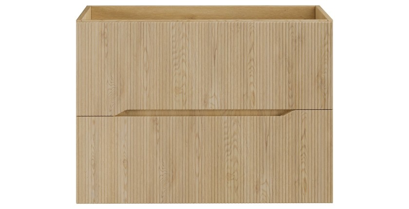 Meuble sous vasque NATURA – 2 tiroirs – Chêne clair – L80 × P45 × H57 cm – À suspendre 
