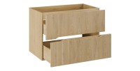 Meuble sous vasque NATURA – 2 tiroirs – Chêne clair – L80 × P45 × H57 cm – À suspendre 