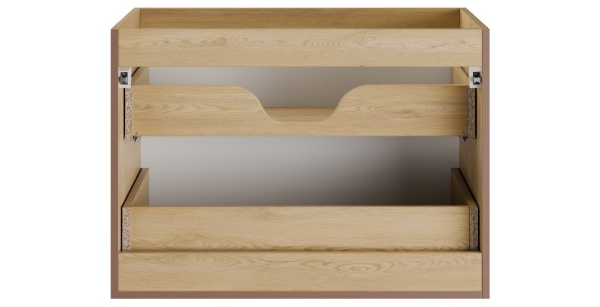 Meuble sous vasque NATURA – 2 tiroirs – Chêne clair – L80 × P45 × H57 cm – À suspendre 