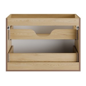 Meuble sous vasque NATURA – 2 tiroirs – Chêne clair – L80 × P45 × H57 cm – À suspendre 