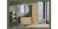 Meuble sous vasque NATURA – 2 tiroirs – Chêne clair – L80 × P45 × H57 cm – À suspendre 